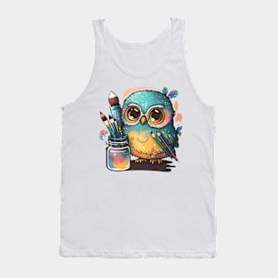 Super Cute Artist Owl Tank Top